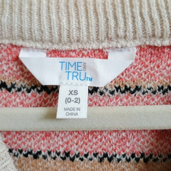 Time and Tru Women's Sweater - Pink, Tan, Cream - Picture 4 of 6